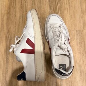 Veja Women's White Sneakers with Red Accents
